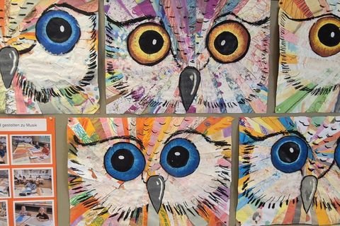 Tiergesichter aus Farben und Papier