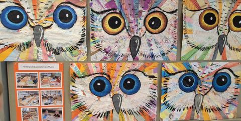 Tiergesichter aus Farben und Papier